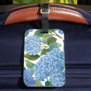 Blue Hydrangeas   Beautiful Floral Bush Luggage Tag