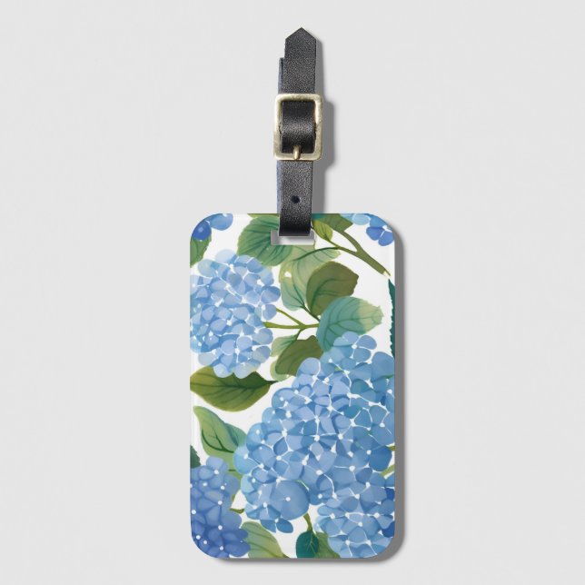 Blue Hydrangeas | Beautiful Floral Bush Luggage Tag (Front Vertical)