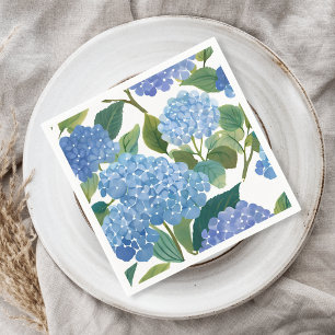 Blue Hydrangeas   Beautiful Floral Bush Napkin
