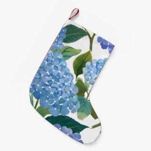 Blue Hydrangeas   Beautiful Floral Bush Small Christmas Stocking