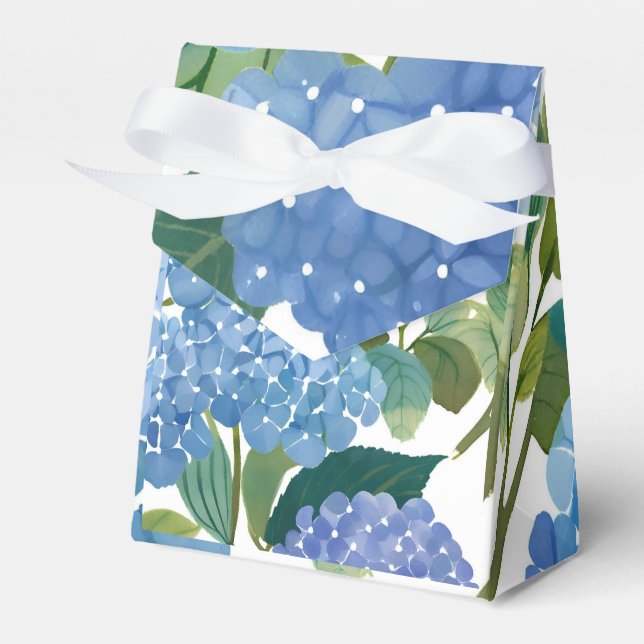 Blue Hydrangeas | Beautiful Floral Favor Box (Front Side)