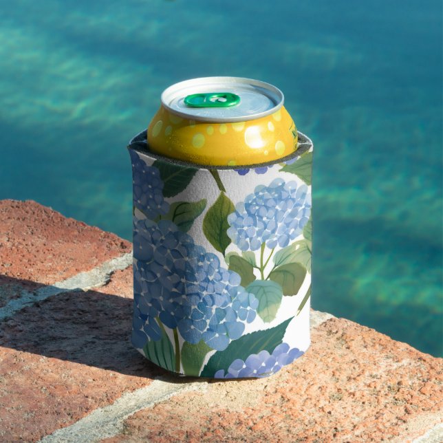 Blue Hydrangeas | Beautiful Floral Garden Can Cooler (In Situ Pool)