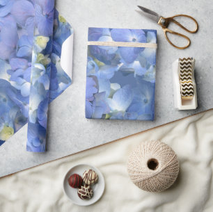 Blue Hydrangeas Blooms Wrapping Paper