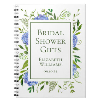 Blue Hydrangeas Bridal Shower Gifts Notebook