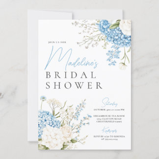 Blue Hydrangeas Bridal Shower Invitation