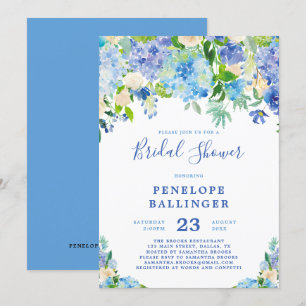Blue Hydrangeas Bridal Shower Invite