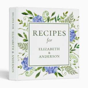 Blue Hydrangeas Bridal Shower Recipe Binder