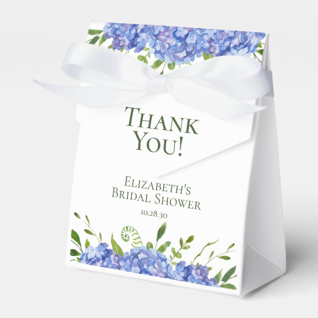 Blue Hydrangeas Bridal Shower Thank You Favor Box (Front Side)