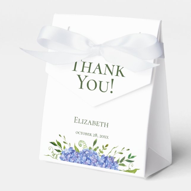 Blue Hydrangeas Bridal Shower Thank You Favor Box (Front Side)