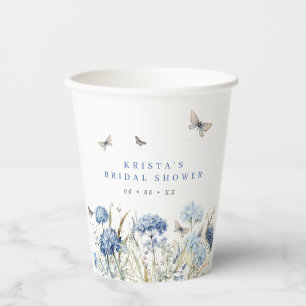 Blue Hydrangeas & Butterflies Bridal Shower Paper Cups