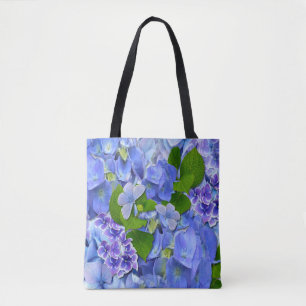 Blue Hydrangeas & Butterflies Tote Bag