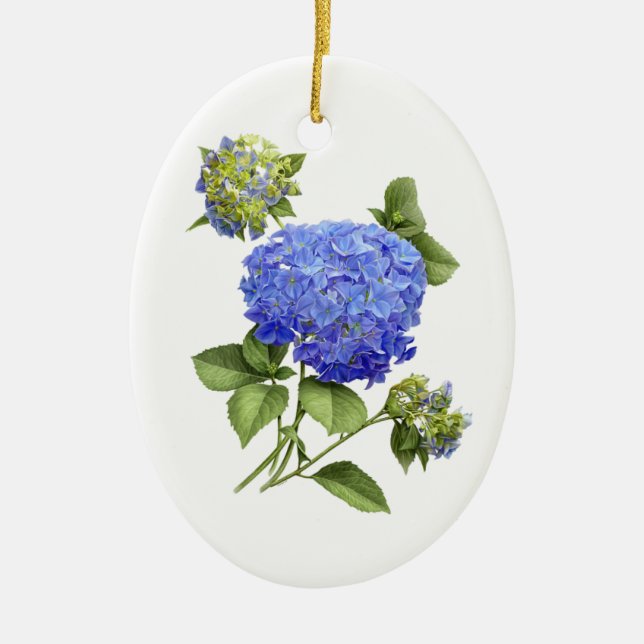 Blue Hydrangeas Ceramic Ornament (Front)