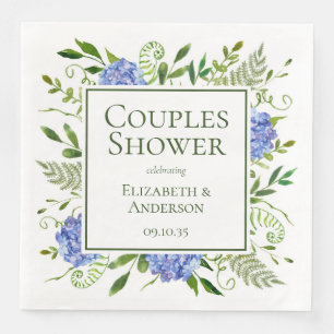 Blue Hydrangeas Couples Shower Napkin