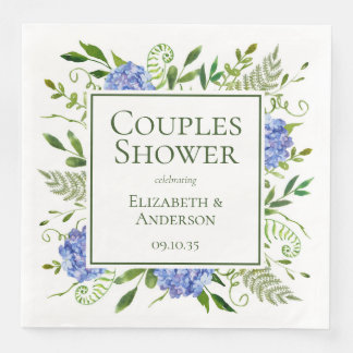 Blue Hydrangeas Couples Shower Napkin