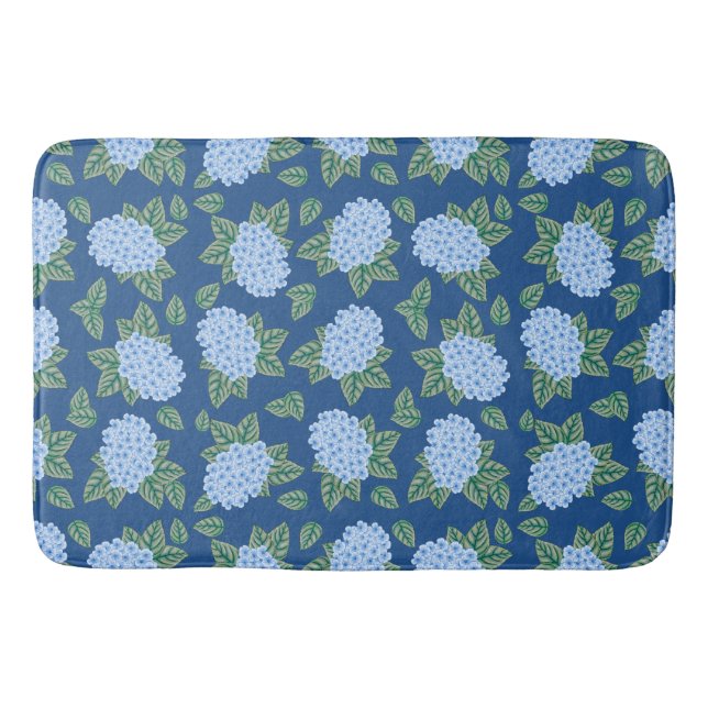 Blue Hydrangeas Custom Bath Mat (Front)