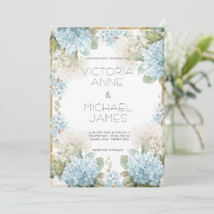 Blue Hydrangeas Elegant Wedding Invitation
