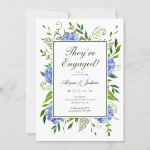 Blue Hydrangeas Engagement Party Invitation