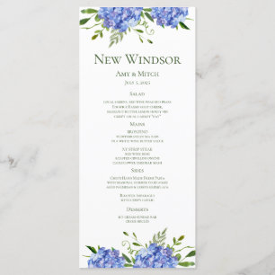 Blue Hydrangeas Engagement Party Menu