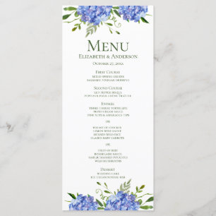 Blue Hydrangeas Engagement Party Menu