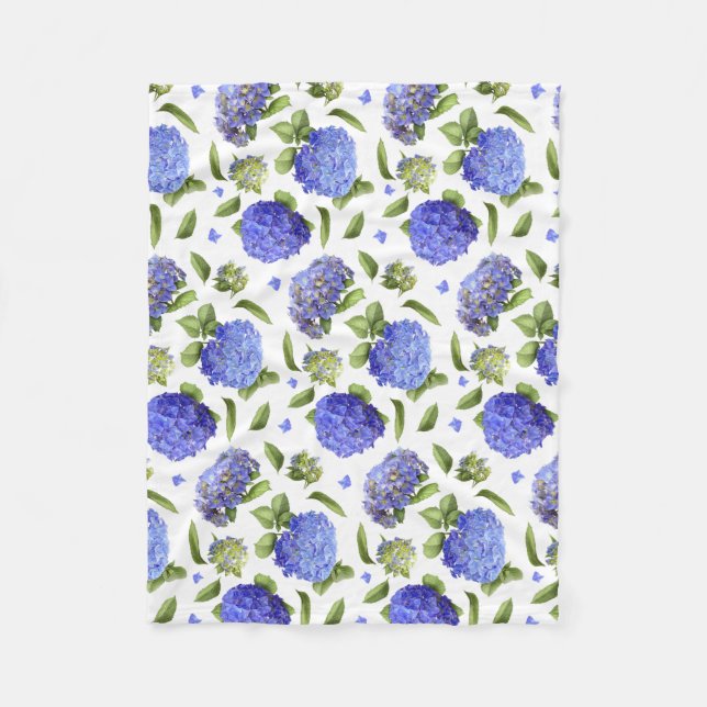 Blue Hydrangeas Fleece Blanket (Front)