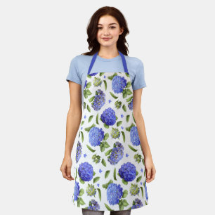 Blue Hydrangeas Floral Botanical Apron