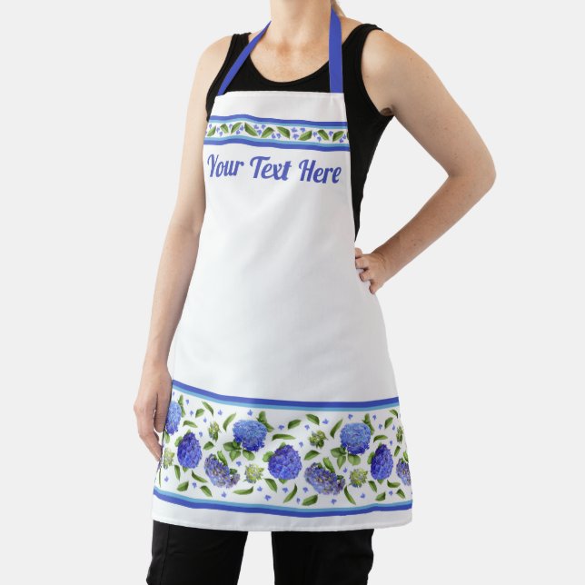Blue Hydrangeas Floral Botanical Personalized Apron (Insitu)
