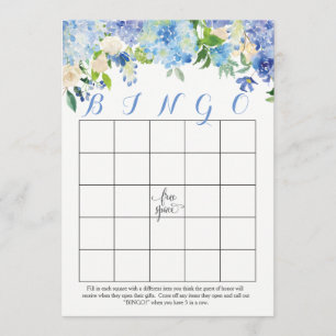 blue hydrangeas Floral Bridal Shower Bingo Cards