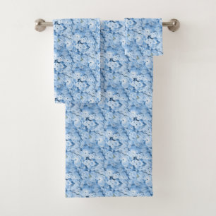 Blue Hydrangeas Floral Towel Set