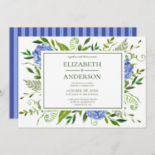 Blue Hydrangeas Floral Wedding Celebration Invitation