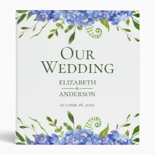 Blue Hydrangeas Floral Wedding Photo Album Binder