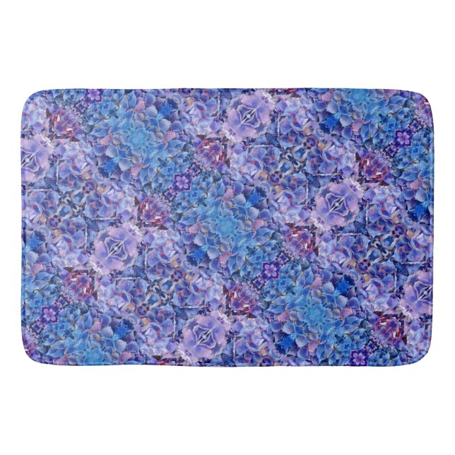Blue Hydrangeas Flowers Foam Bath Mat Home Decor (Front)