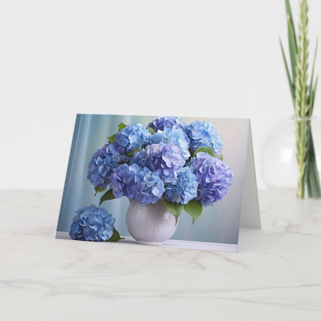 Blue Hydrangeas Greeting Card (Front)