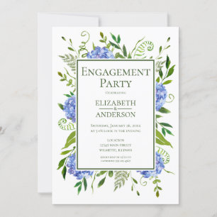Blue Hydrangeas Invitation de la partie d'engageme