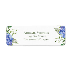 Blue Hydrangeas Mariage Adresse de retour