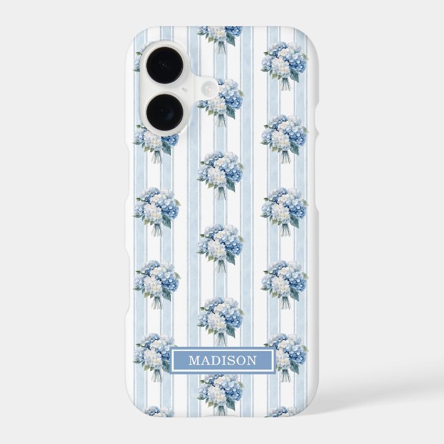 Blue Hydrangeas on Stripes (Back)