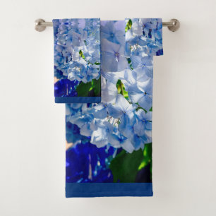 Blue Hydrangeas Pattern Bath Towel Set