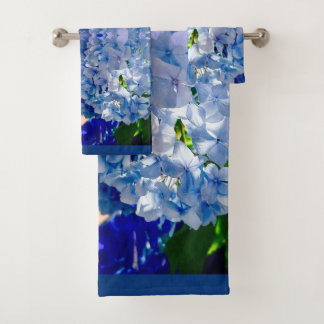 Blue Hydrangeas Pattern Bath Towel Set