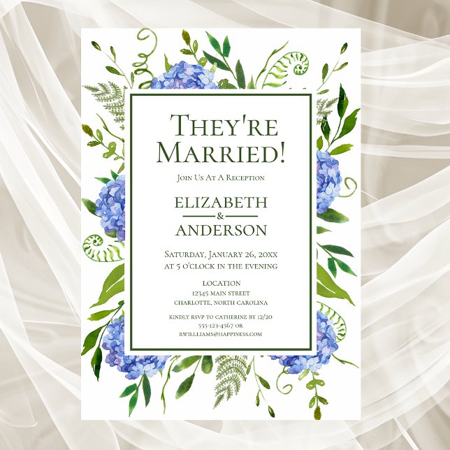 Blue Hydrangeas Reception Invitation (Creator Uploaded)