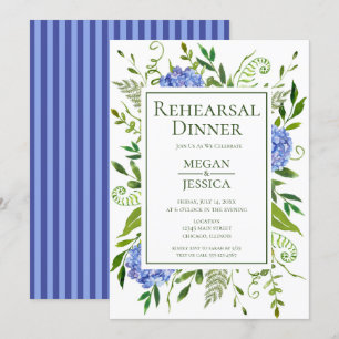 Blue Hydrangeas Rehearsal Dinner Invitation