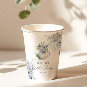 Blue Hydrangeas tea party bridal shower Paper Cups