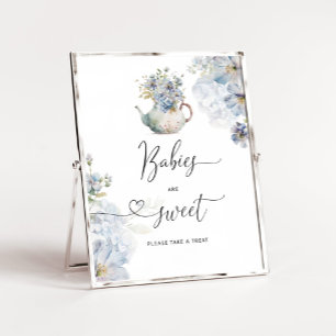 Blue Hydrangeas teapot Babies are sweet Poster