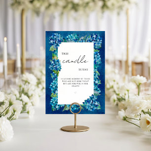 Blue Hydrangeas This Candle Burns in Loving Memory Poster