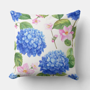 Blue Hydrangeas Throw Pillow