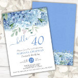 Blue Hydrangeas Watercolor Floral 40th Birthday In Invitation<br><div class="desc">Blue periwinkle hydrangeas watercolor floral 40th birthday party invitations. Customize names,  dates,  and information.</div>