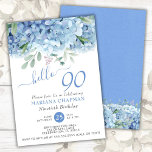 Blue Hydrangeas Watercolor Floral 90th Birthday Invitation<br><div class="desc">Blue periwinkle hydrangeas watercolor floral 90th birthday party invitations,  for when the guest of honour turns 90. Customize names,  dates,  and information.</div>