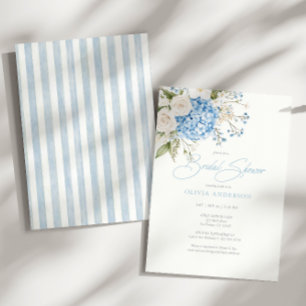 Blue Hydrangeas Watercolor Floral Bridal Shower Invitation