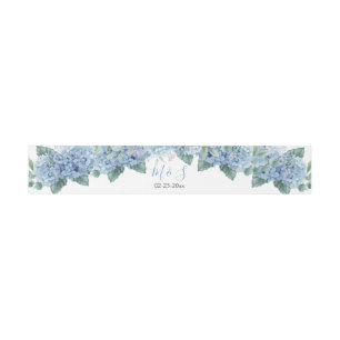 Blue Hydrangeas Watercolor Floral Wedding Invitation Belly Band