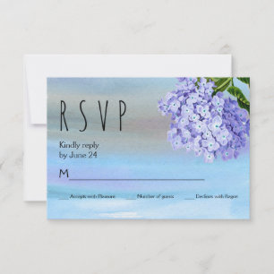 Blue hydrangeas watercolor floral wedding RSVP