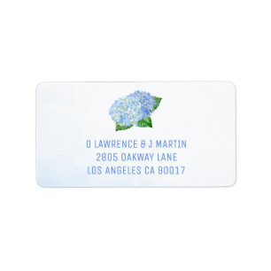 Blue Hydrangeas Watercolor Label