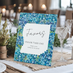Blue Hydrangeas Wedding Favours Please Take One Pedestal Sign